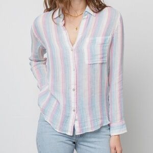 Rails Ellis Iris Striped cotton gauze Button-Up Shirt - sz XS